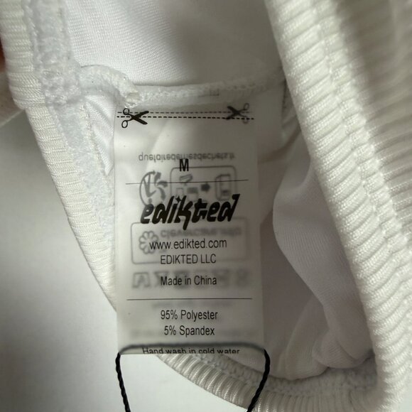 NWT Edikted Lacey Ruffled Bikini Top Ribbed Bralette White Size Medium M NEW - Picture 7 of 11